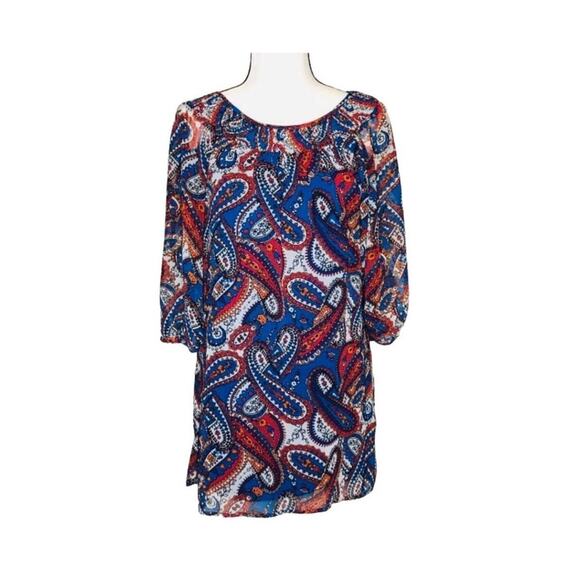 My Michelle Boho Chic Paisley Shift Dress size Small - Picture 2 of 10